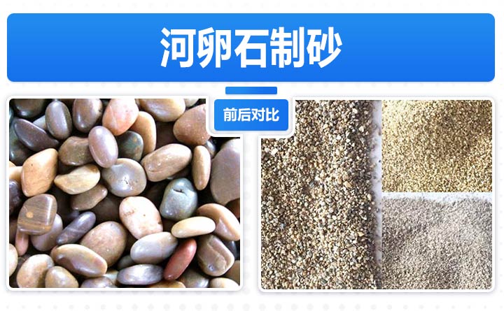 河卵石制砂前后对比
